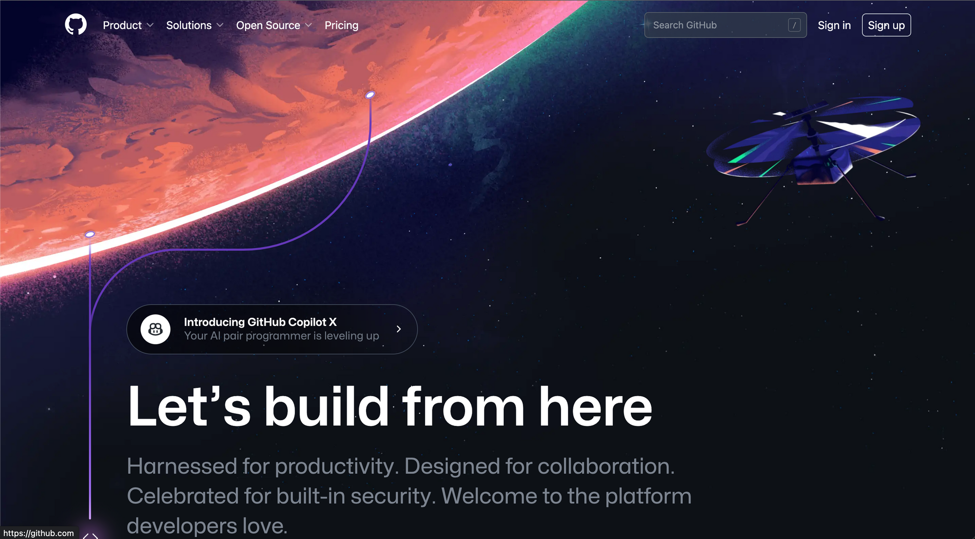 Imagem da homepage do Github